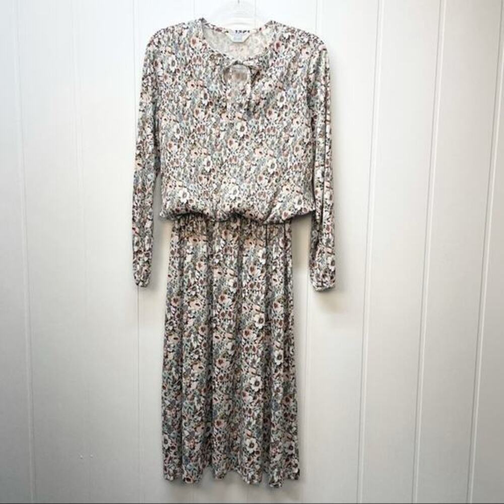 Vintage Sears Floral‎ Dress Long Sleeves Size Medium 70's